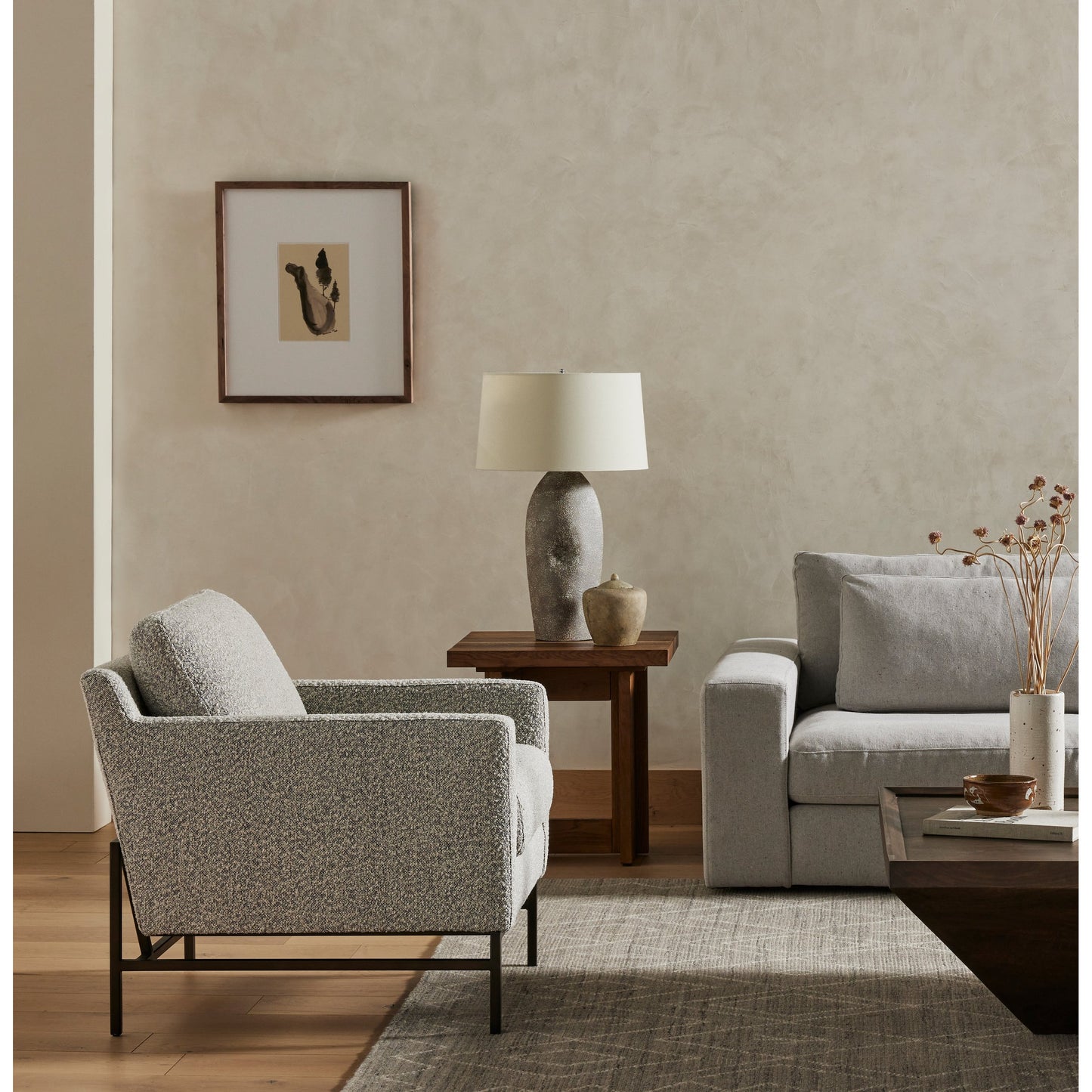 012 SI-1901654 | Lifestyle | Erie End Table by Four Hands in dark smoked oak. Made from solid oak in a rustic style.