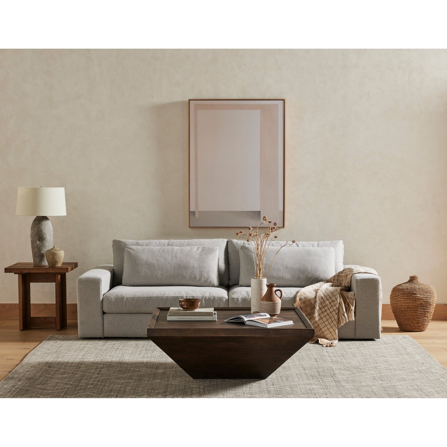 013 SI-1901654 | Lifestyle | Erie End Table by Four Hands in dark smoked oak. Made from solid oak in a rustic style.