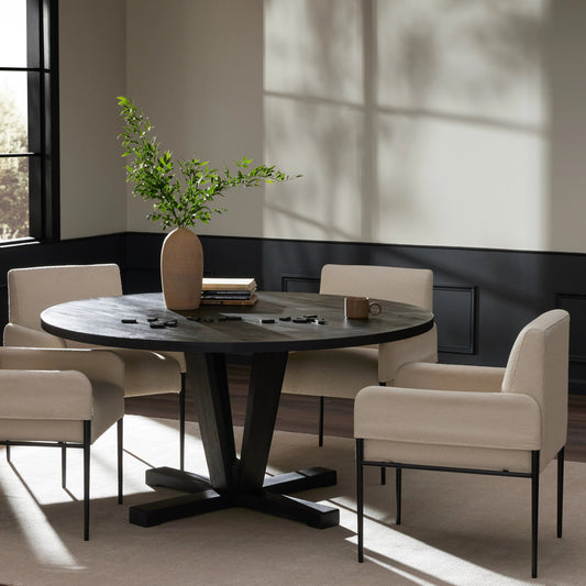 Cobain Dining Table by Four Hands. Made from solid mango in a modern style.