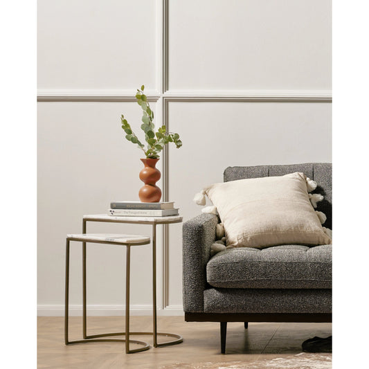 Ane Nesting Tables by Four Hands in iron matte brass, white marble. Made from solid marble, iron in a modern style.