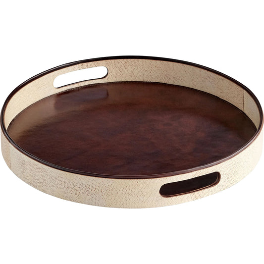 Marriot Tray by Cyan Design in beige, brown. Made from wood, leather in a transitional style.