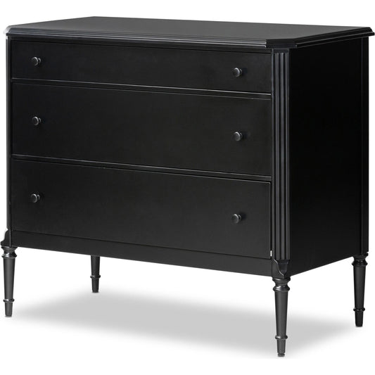 Lendon 3 Drawer Dresser by Four Hands in black. Made from iron in a modern style.