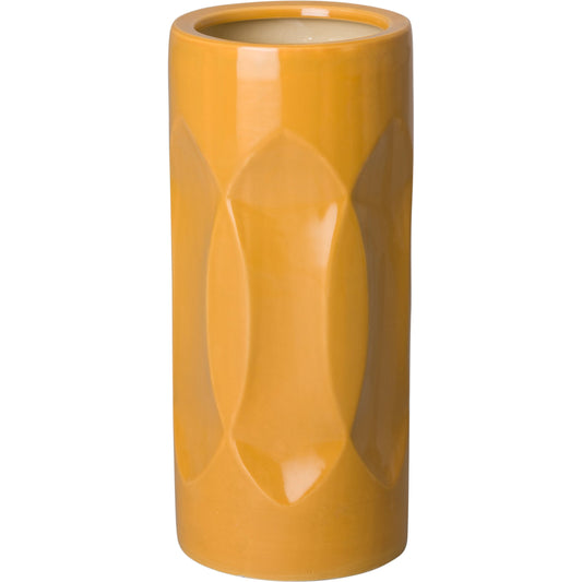 Ellipse Umbrella Stand by Emissary USA in butterscotch and glossy glaze. Made from porcelain in a modern style.