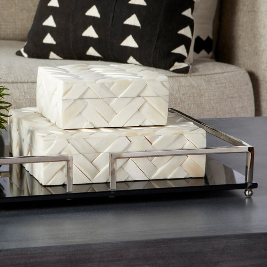 Cumberland Container by Cyan Design in white. Made from bone, wood in a eclectic & global style.