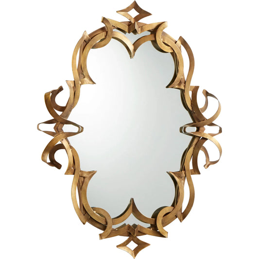 Charcroft Mirror by Cyan Design in gold. Made from iron, mirrored glass in a transitional style.