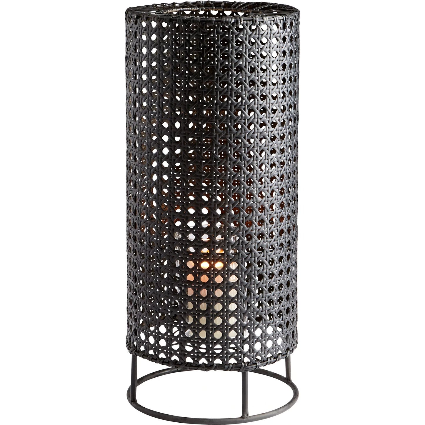 002 S-342134 | Primary Silo | Tennyson Candleholder by Cyan Design in matte black. Made from rattan, iron, glass in a modern style.