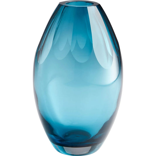 Cressida Vase by Cyan Design in blue. Made from glass in a coastal style.
