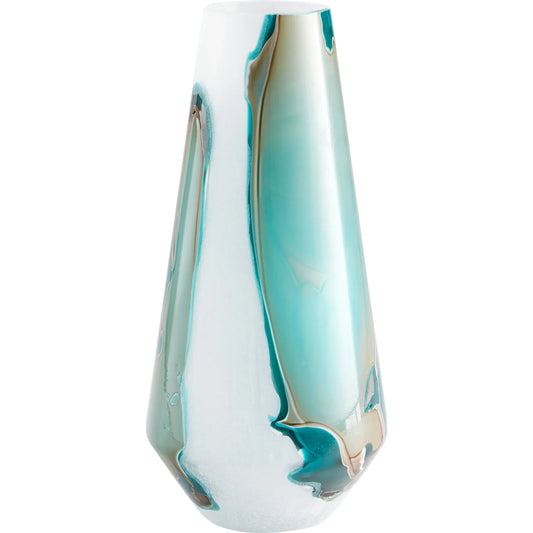 Ferdinand Vase by Cyan Design in green, white. Made from glass in a coastal style.