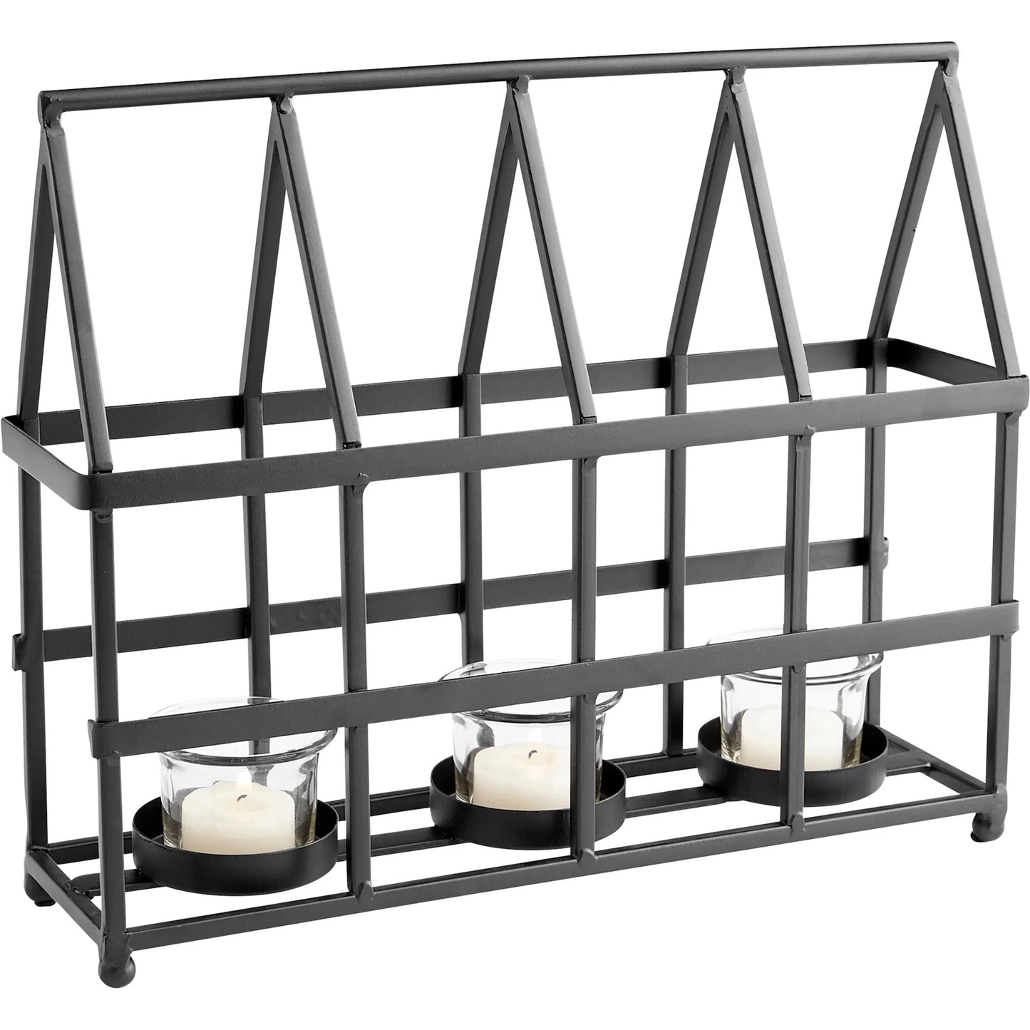 001 SR-745348 | Primary Silo | Edinburgh Candleholder by Cyan Design in black. Made from iron, glass in a rustic style.