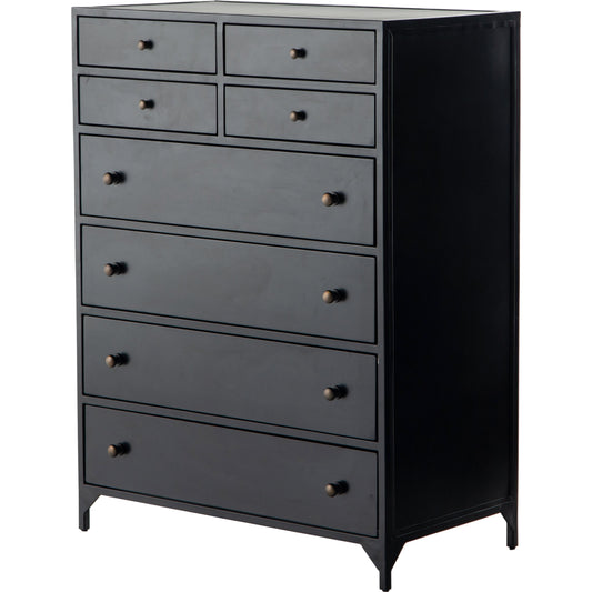 000 SI-1714416 | Primary Silo | Belmont Tall Dresser by Four Hands in black. Made from iron in a transitional style.