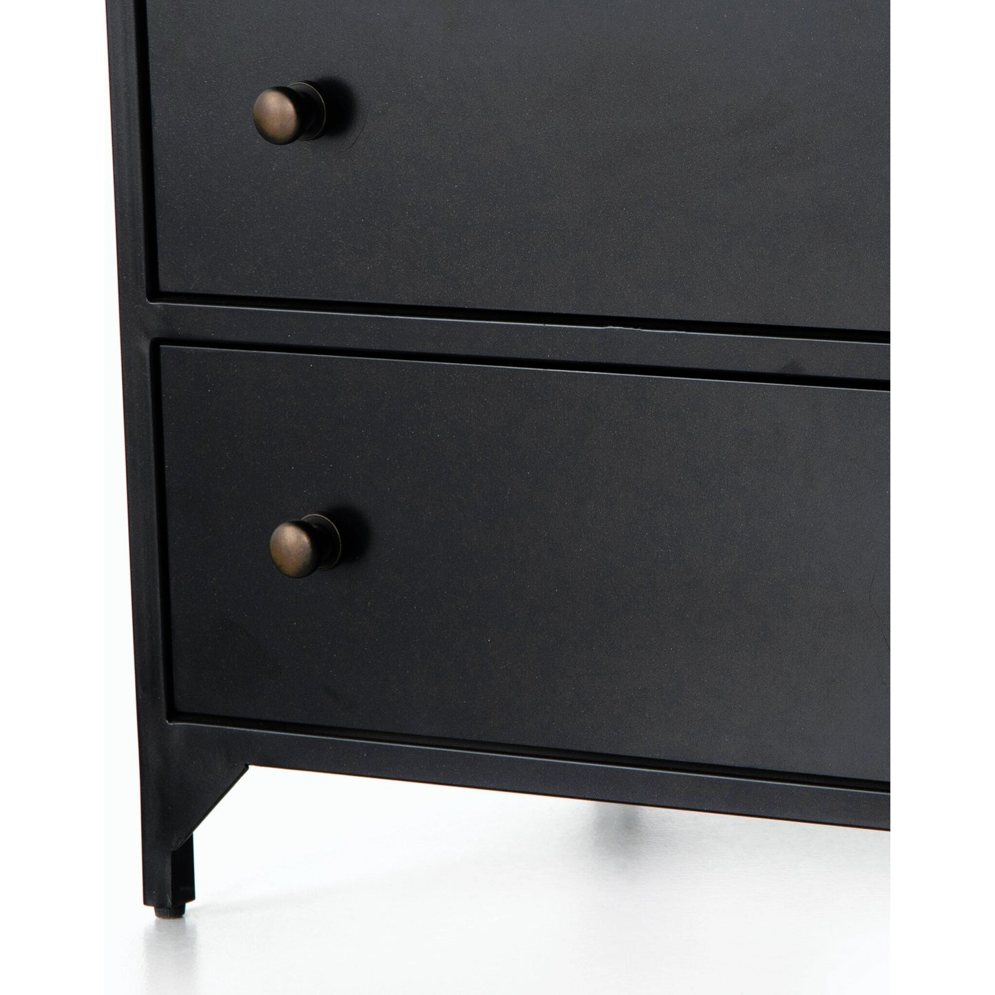 016 SI-1714419 | Closeup | Belmont Storage Nightstand by Four Hands in black. Made from iron in a modern style.