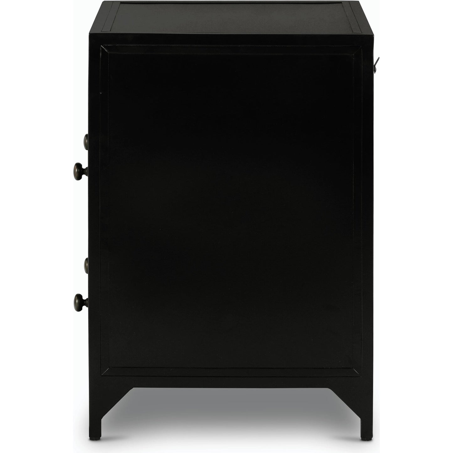 003 SI-2158063 | Additional Silo | Belmont 2 Drawer Nightstand by Four Hands in black, weathered bronze and black. Made from iron in a modern style.