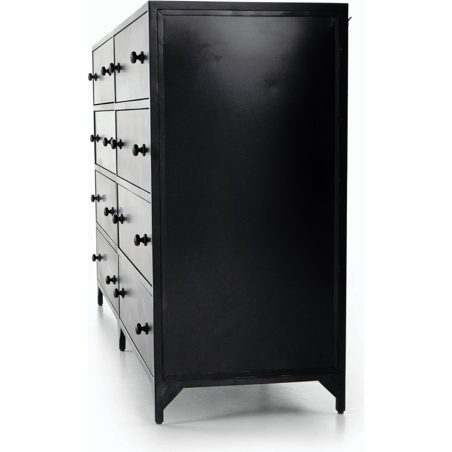 012 SI-1714414 | Closeup | Belmont Dresser by Four Hands in black. Made from iron in a transitional style.