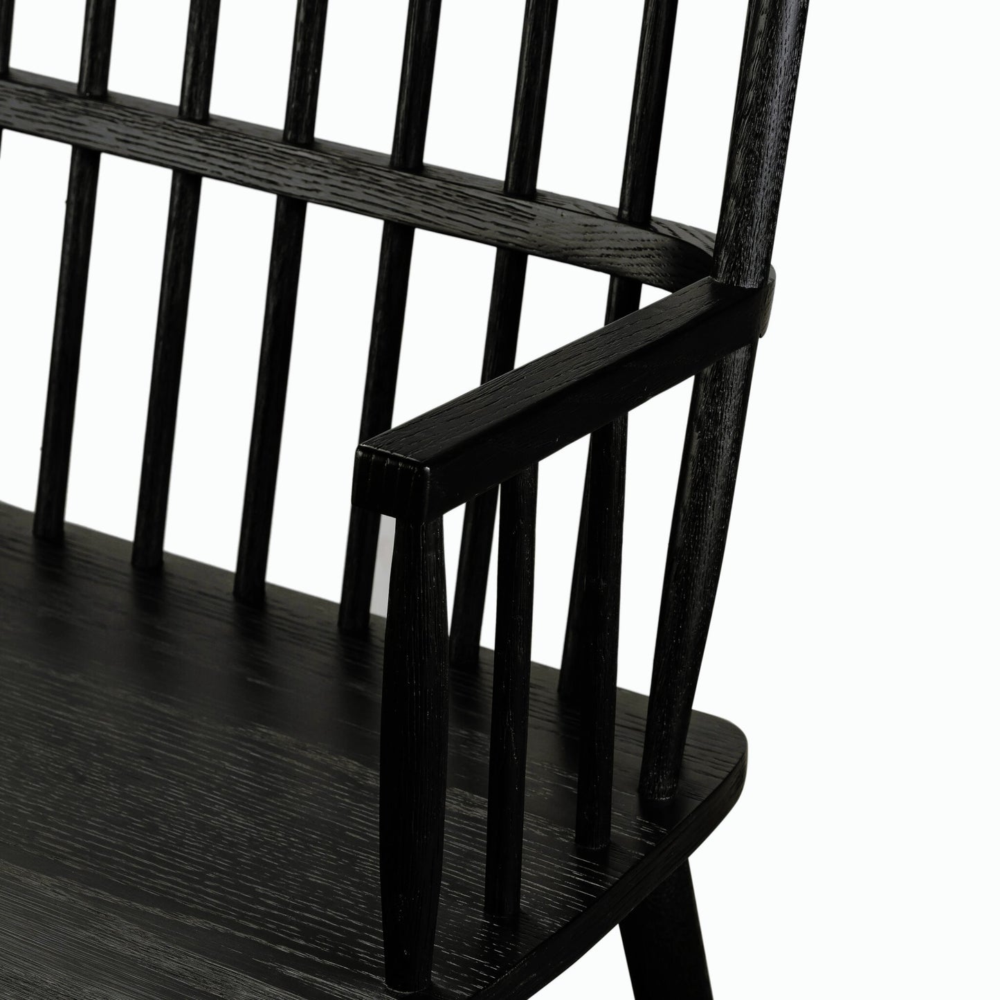 013 SI-1901548 | Closeup | Aspen Large Bench by Four Hands in black oak. Made from solid oak, oak veneer in a cottage & farmhouse style.