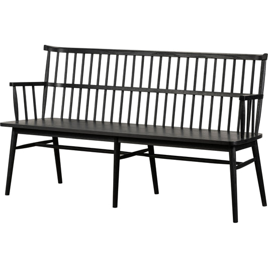 023 SI-1901548 | Primary Silo | Aspen Large Bench by Four Hands in black oak. Made from solid oak, oak veneer in a cottage & farmhouse style.