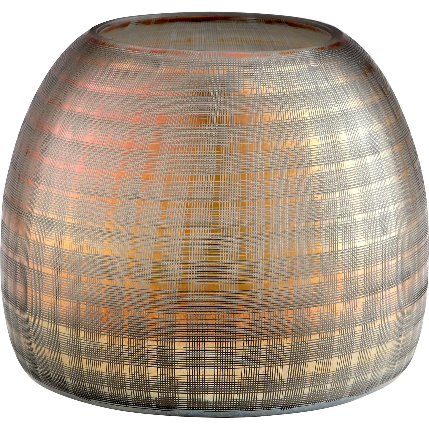 001 SR-745361 | Primary Silo | Gradient Grid Vase by Cyan Design in combed iridescent gold. Made from glass in a eclectic & global style.
