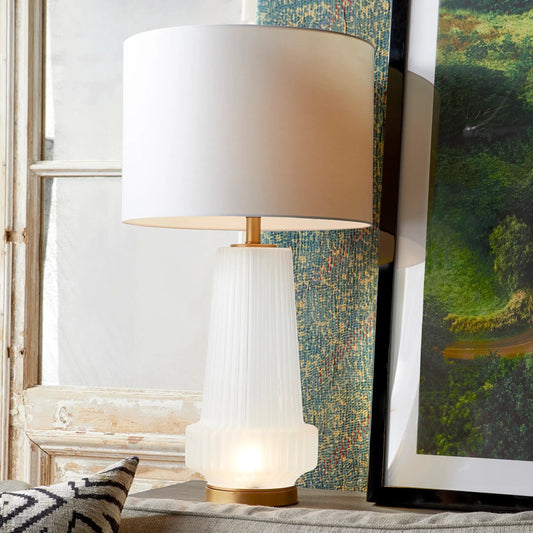 Mila Table Lamp by Cyan Design in aged brass. Made from iron, glass in a transitional style.