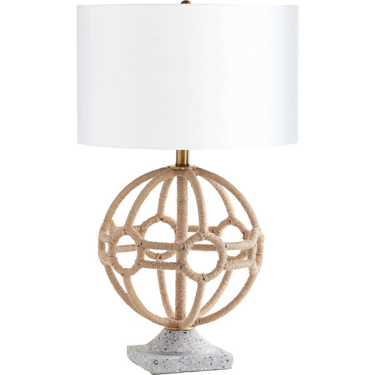Basilica Table Lamp by Cyan Design in aged brass. Made from jute, concrete in a transitional style.