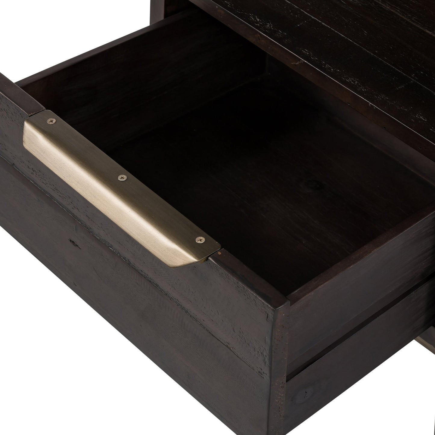 002 SI-1717262 | Additional Silo | Wyeth Nightstand by Four Hands in dark carbon, antique brass. Made from solid reclaimed pine, iron in a modern style.