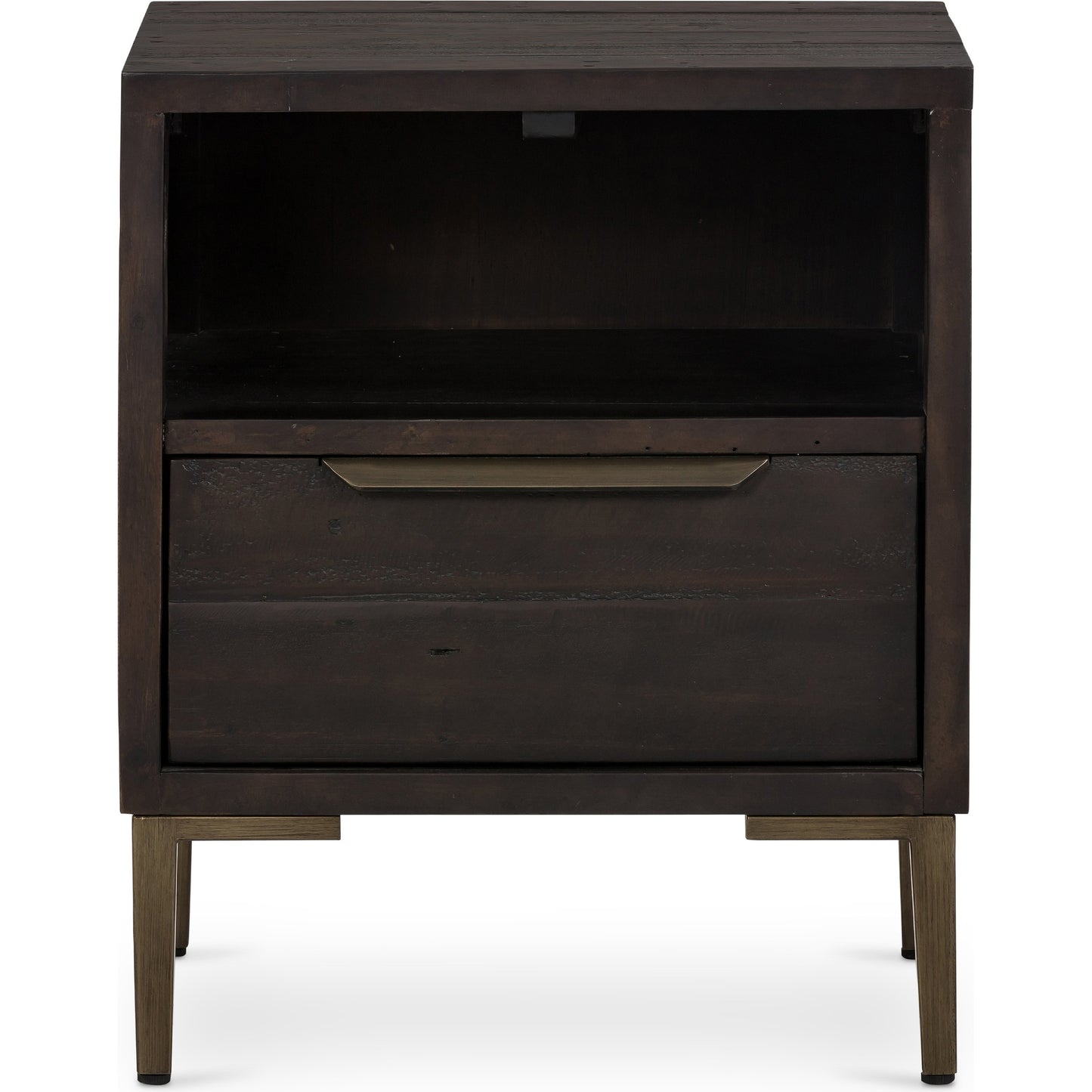 003 SI-1717262 | Additional Silo | Wyeth Nightstand by Four Hands in dark carbon, antique brass. Made from solid reclaimed pine, iron in a modern style.