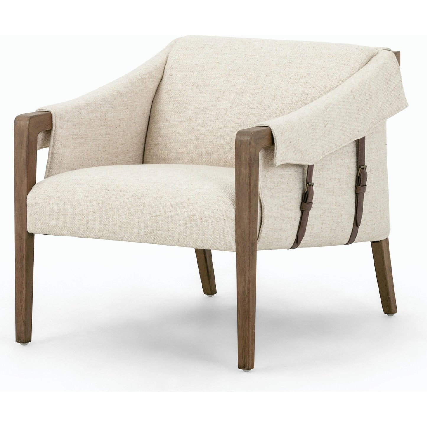 001 SI-1714373 | Primary Silo | Bauer Chair by Four Hands in thames cream and distressed natural. Made from 66% polyester, 19% acrylic, 15% flax, linen, solid parawood, top grain leather in a modern style.
