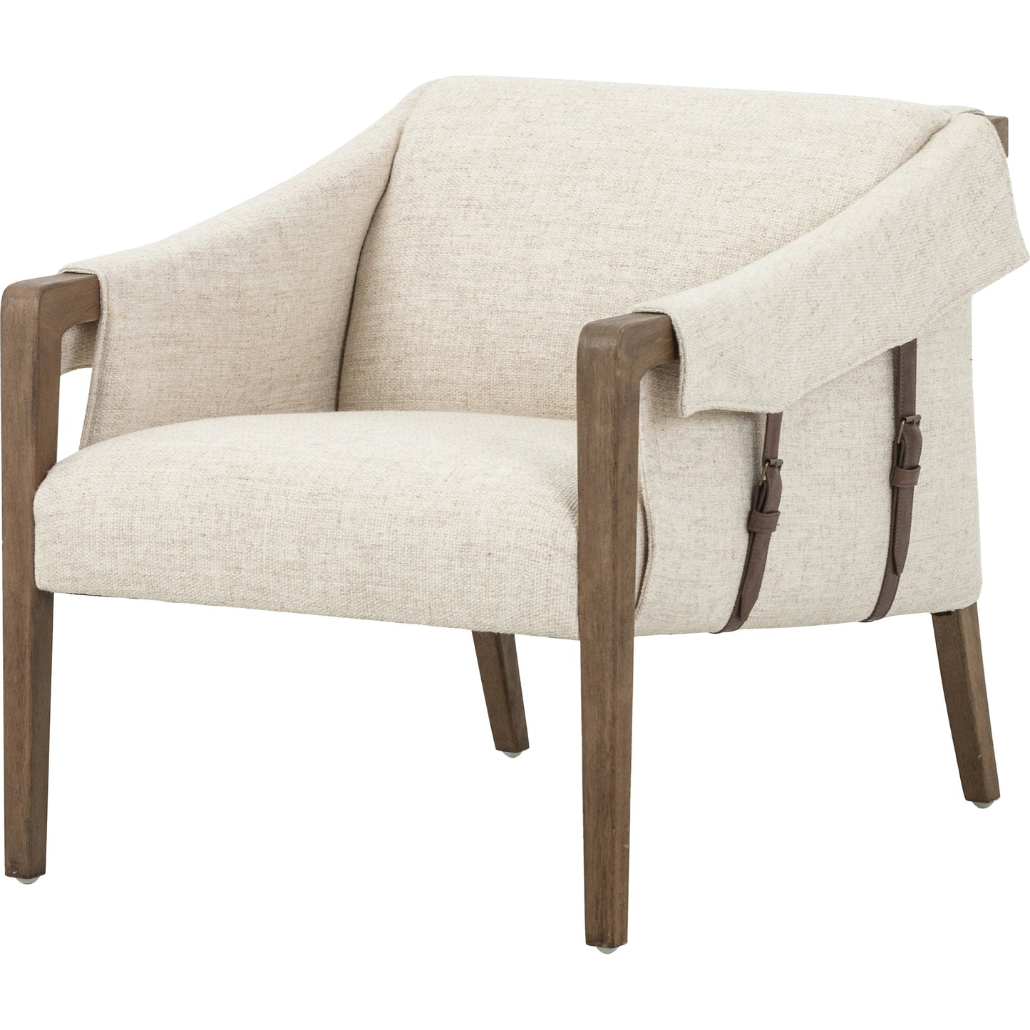 003 SI-1714373 | Additional Silo | Bauer Chair by Four Hands in thames cream and distressed natural. Made from 66% polyester, 19% acrylic, 15% flax, linen, solid parawood, top grain leather in a modern style.