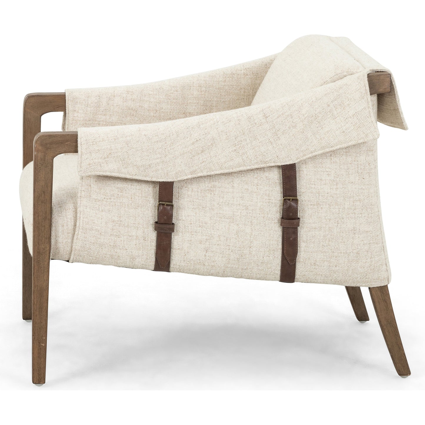 006 SI-1714373 | Additional Silo | Bauer Chair by Four Hands in thames cream and distressed natural. Made from 66% polyester, 19% acrylic, 15% flax, linen, solid parawood, top grain leather in a modern style.