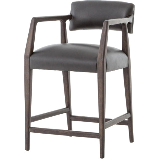 001 SI-1797541 | Additional Silo | Tyler Counter Stool by Four Hands in chaps ebony, burnt oak. Made from top grain leather, solid nettlewood, 100% polyester in a modern style.