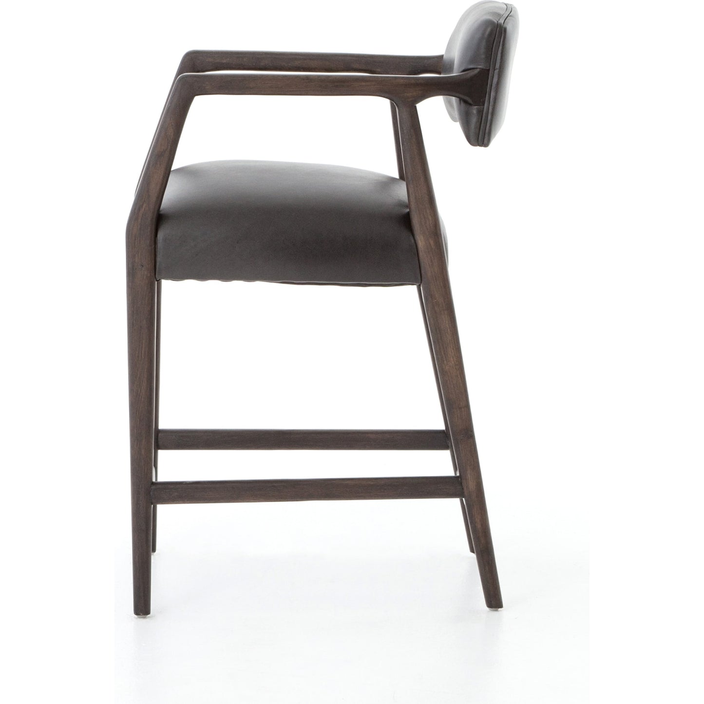 004 SI-1797541 | Additional Silo | Tyler Counter Stool by Four Hands in chaps ebony, burnt oak. Made from top grain leather, solid nettlewood, 100% polyester in a modern style.
