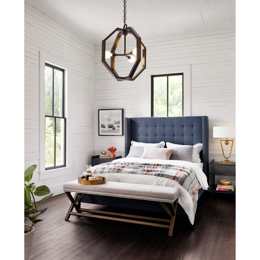 Elyse Bench by Four Hands in durango smoke and warm nettlewood, brass. Made from top grain leather, solid nettlewood, iron in a transitional style.