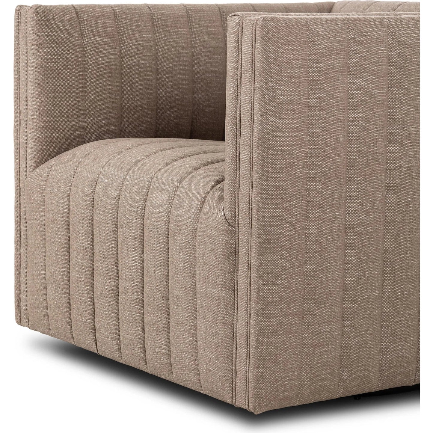 008 SI-2327540 | Closeup | Augustine Swivel Chair by Four Hands in crypton nomad taupe. Made from 92% polyester, 8% flax/linen in a unique style.