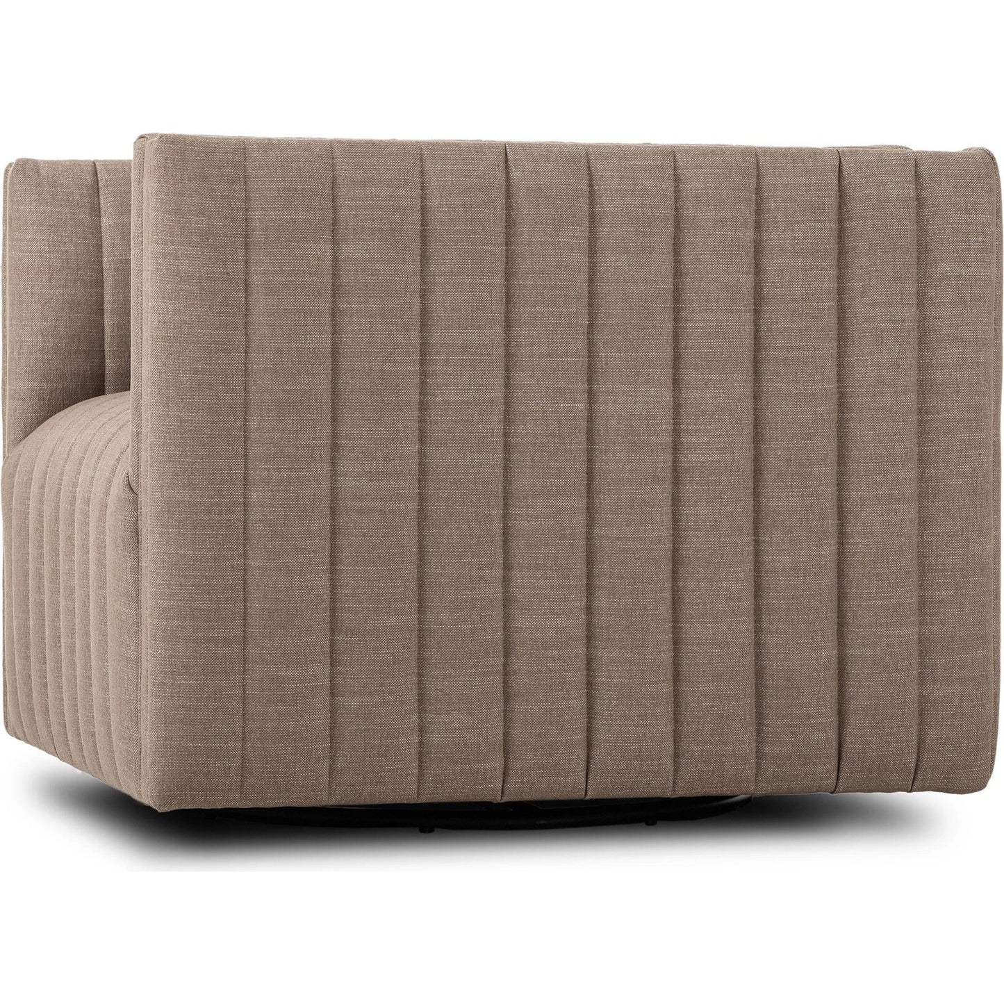 009 SI-2327540 | Closeup | Augustine Swivel Chair by Four Hands in crypton nomad taupe. Made from 92% polyester, 8% flax/linen in a unique style.