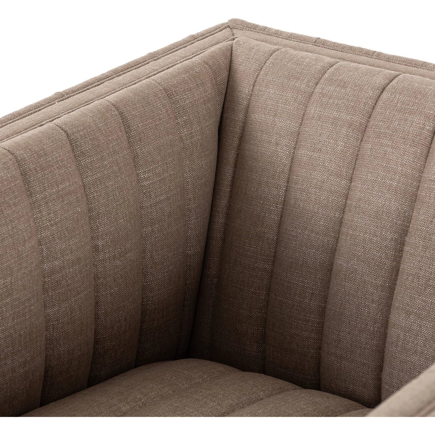 010 SI-2327540 | Closeup | Augustine Swivel Chair by Four Hands in crypton nomad taupe. Made from 92% polyester, 8% flax/linen in a unique style.