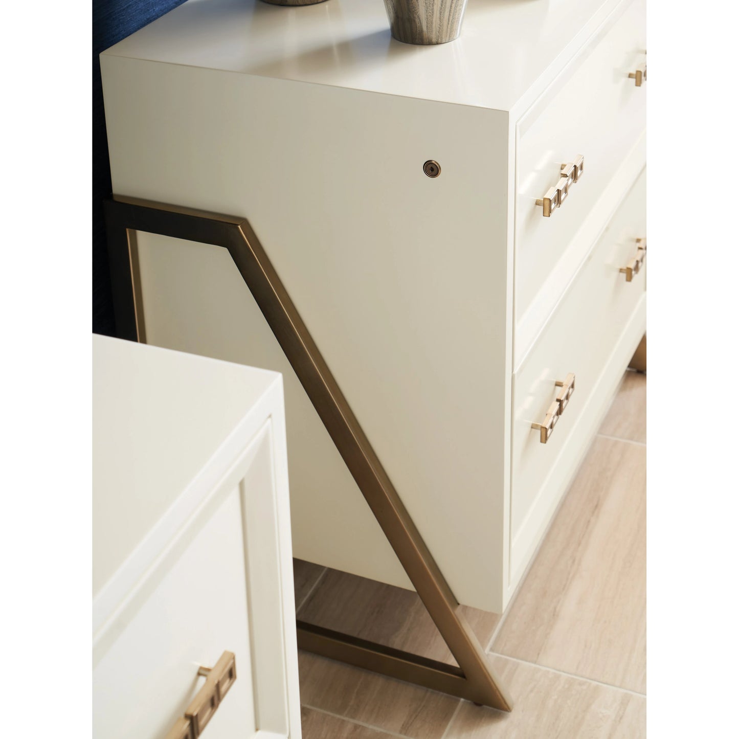 003 SI-2013209 | Closeup | Langley File Chest by Sligh in ivory. Made from unique in a modern style.