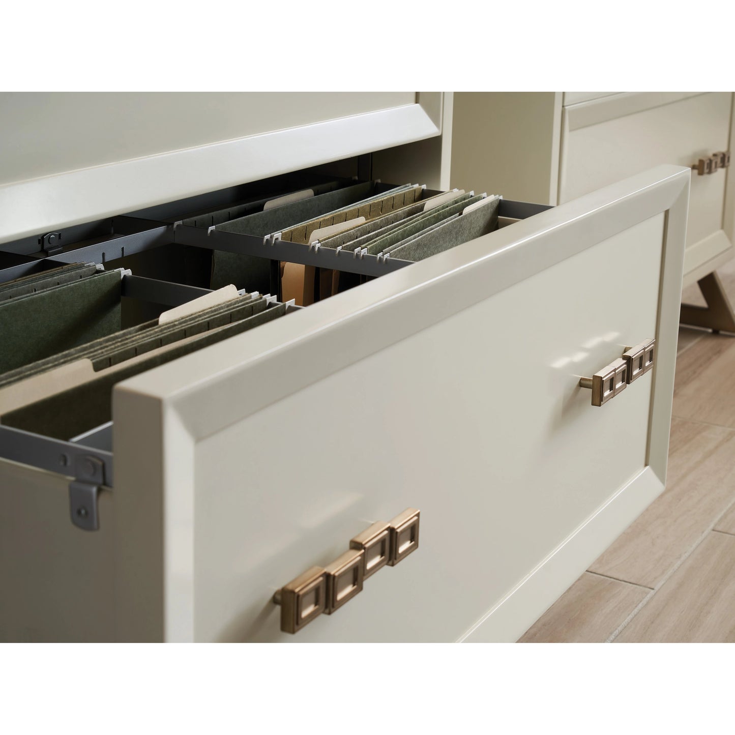 005 SI-2013209 | Closeup | Langley File Chest by Sligh in ivory. Made from unique in a modern style.
