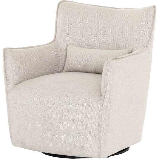 Kimble Swivel Chair by Four Hands in noble platinum. Made from 100% polyester, pine plywood, solid pine in a modern style.