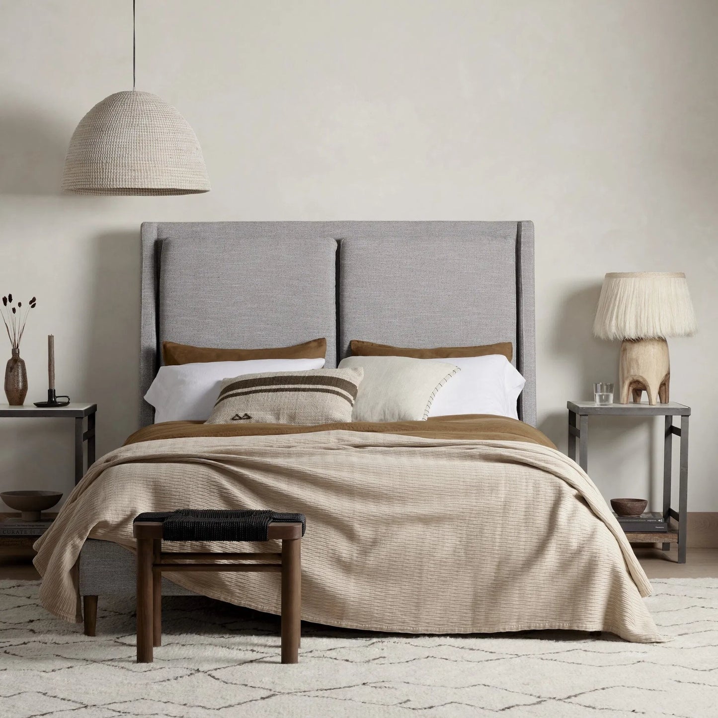 062 SI-1798226,SI-1798227 | Lifestyle | Potter Bed by Four Hands. Made from unique in a transitional style.