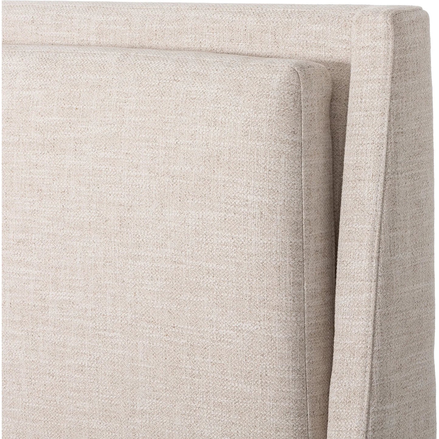 007 SI-2449409 | Closeup | Potter Bed by Four Hands in dover crescent, distressed natural. Made from 71% viscose (rayon), 17% polyester, 12% flax/linen, solid parawood in a unique style.
