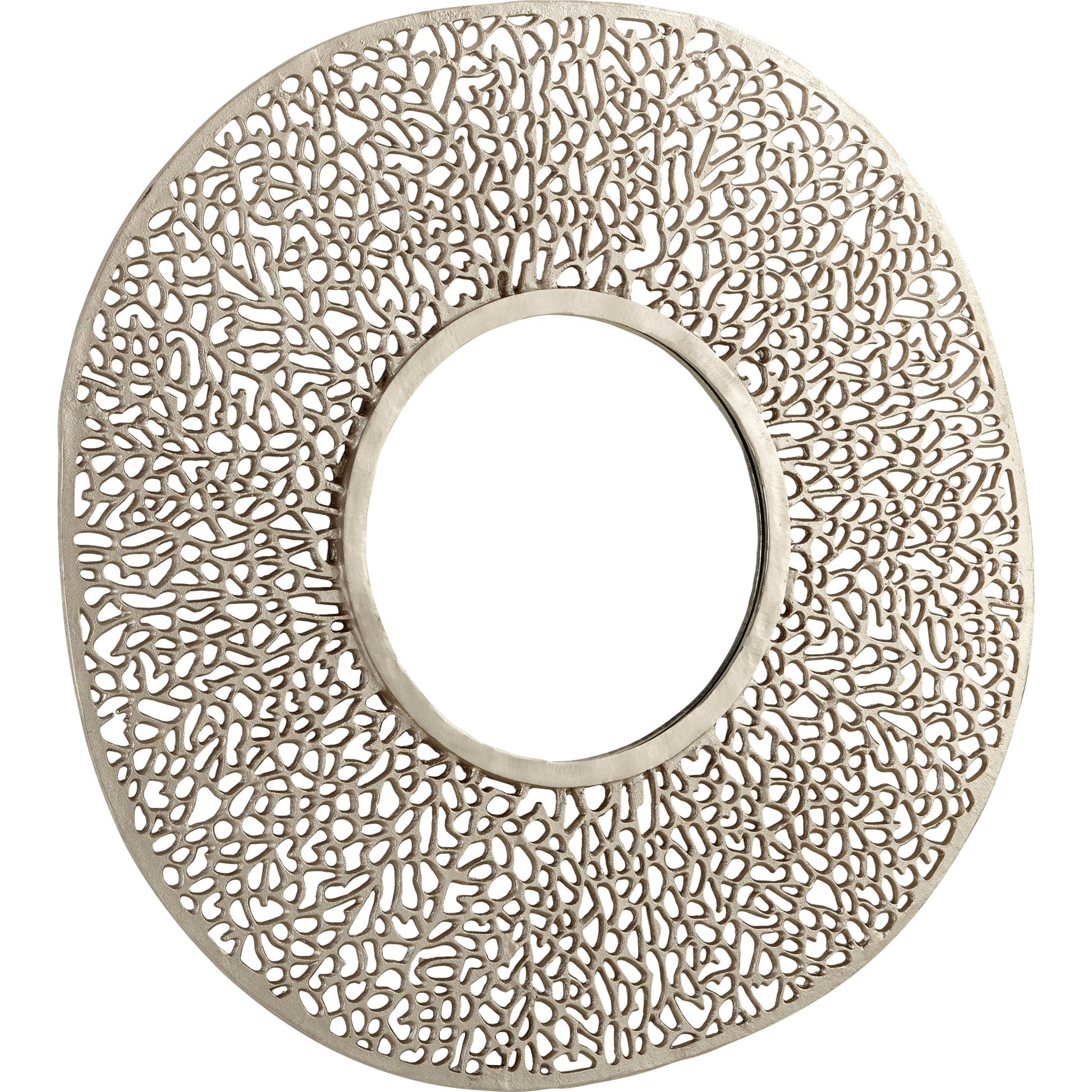 Dores Mirror by Cyan Design in nickel. Made from aluminum, mirrored glass in a coastal style.