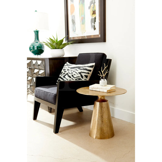 Oregonia Side Table by Cyan Design in brass. Made from aluminum in a modern style.