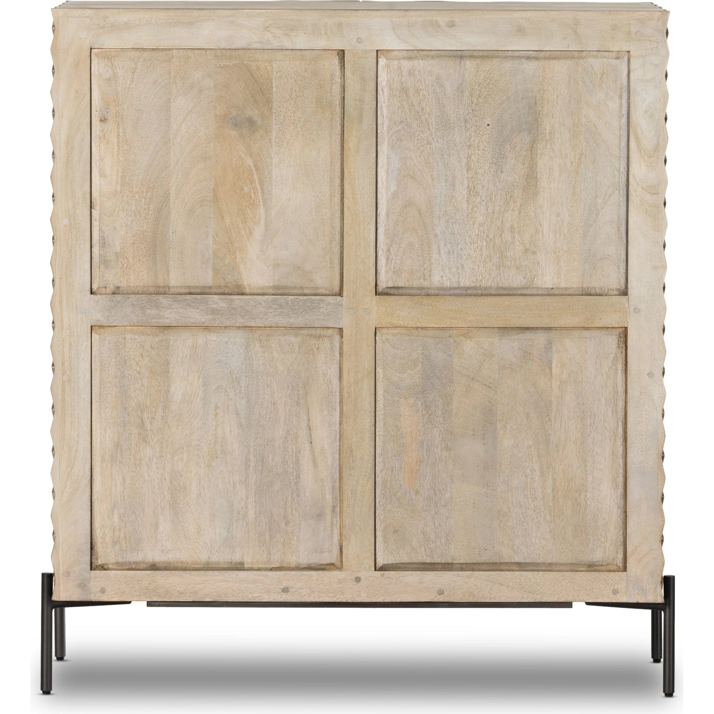 005 SI-2074615 | Additional Silo | Raffael Bar Cabinet by Four Hands in carved stonewash grey. Made from solid mango, iron in a eclectic & global style.
