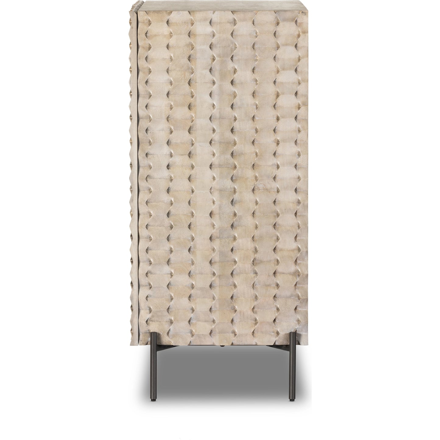 004 SI-2074615 | Additional Silo | Raffael Bar Cabinet by Four Hands in carved stonewash grey. Made from solid mango, iron in a eclectic & global style.