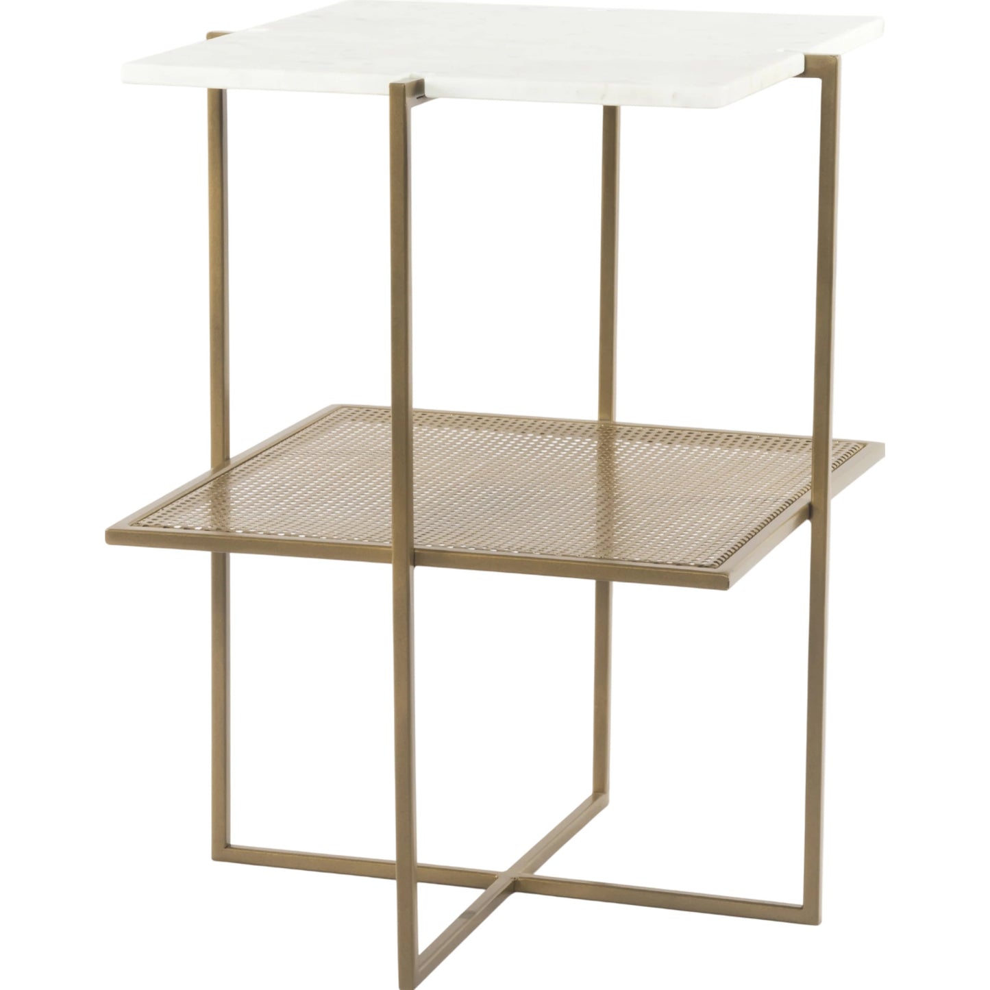 001 SI-1797579 | Primary Silo | Olivia Nightstand by Four Hands in antique brass, polished white marble. Made from iron, solid marble in a modern style.