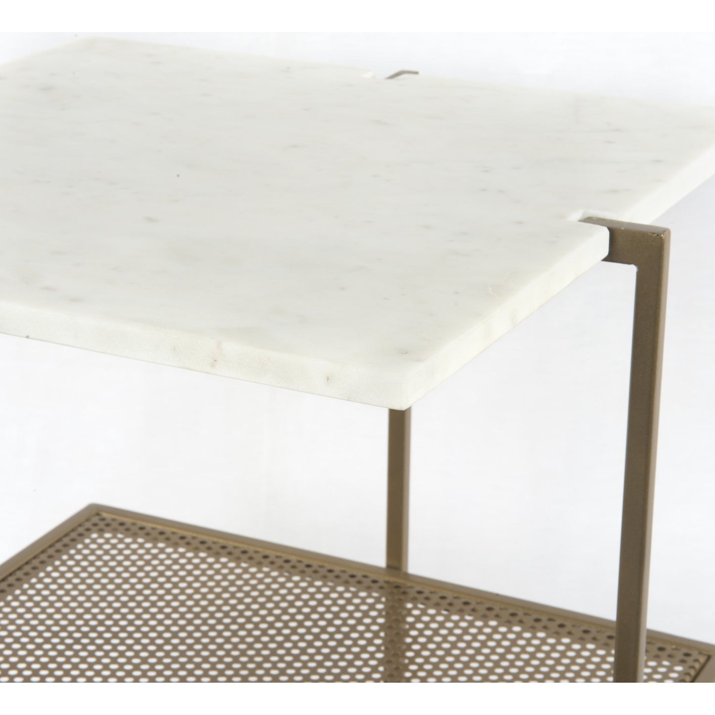 004 SI-1797579 | Additional Silo | Olivia Nightstand by Four Hands in antique brass, polished white marble. Made from iron, solid marble in a modern style.
