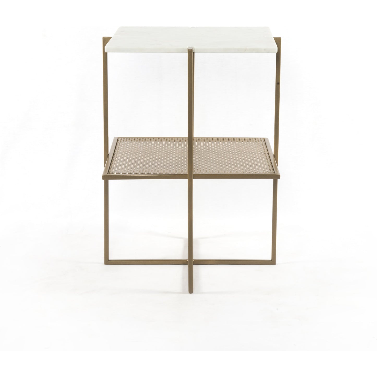 003 SI-1797579 | Additional Silo | Olivia Nightstand by Four Hands in antique brass, polished white marble. Made from iron, solid marble in a modern style.