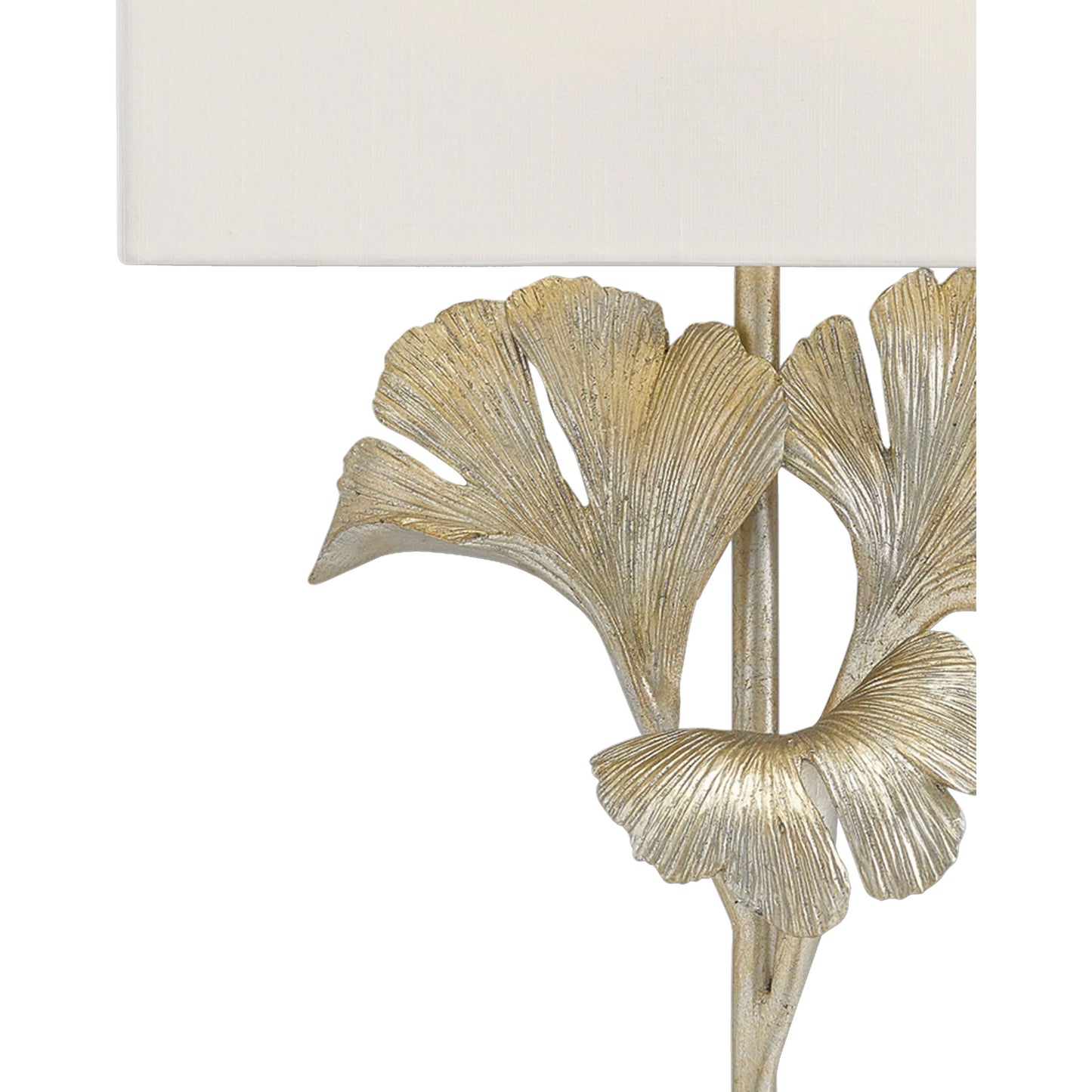 006 S-223059 | Closeup | Gingko Wall Sconce by Currey and Company. Made from wrought iron in a traditional style.