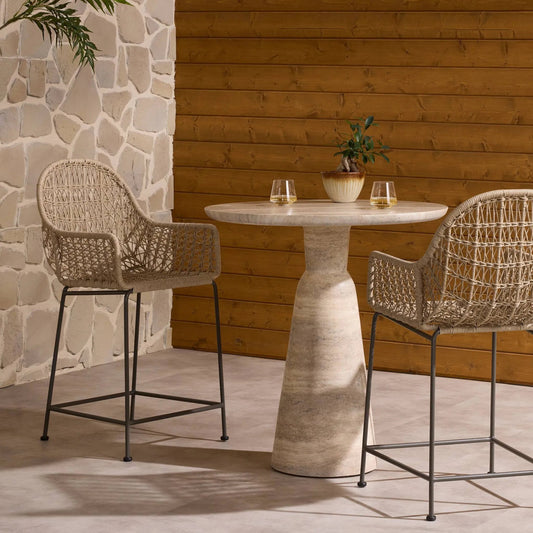 Bandera Counter Stool by Four Hands in vintage white and gray bronze. Made from unique in a coastal style.