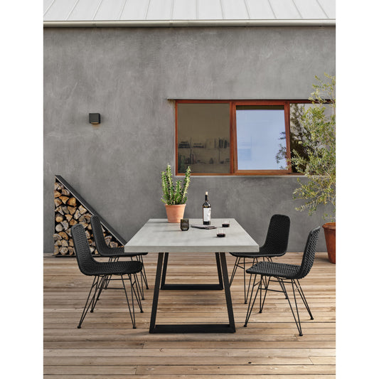 Dema Outdoor Dining Chair by Four Hands in thick dark grey rope, charcoal iron. Made from iron, 100% polypropylene in a coastal style.