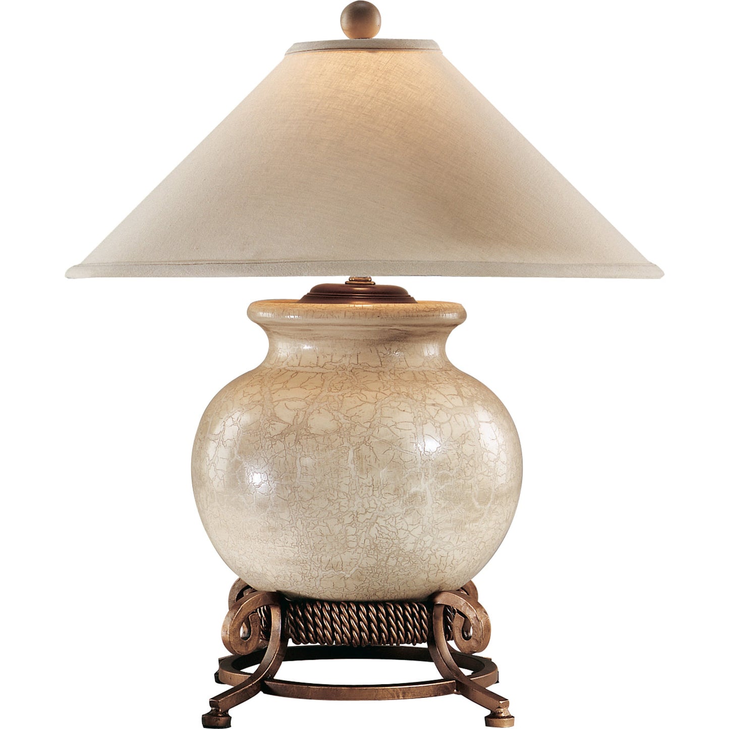 001 SR-386630 | Primary Silo | Urn with Stand Lamp by Wildwood in antique crackle glaze, antique gold. Made from ceramic, porcelain in a traditional style.