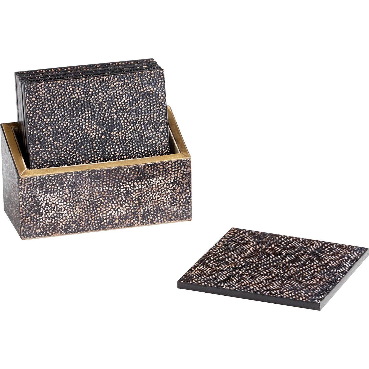 002 SR-778322 | Primary Silo | Arless Coasters by Cyan Design in gray. Made from iron, leather, wood in a transitional style.